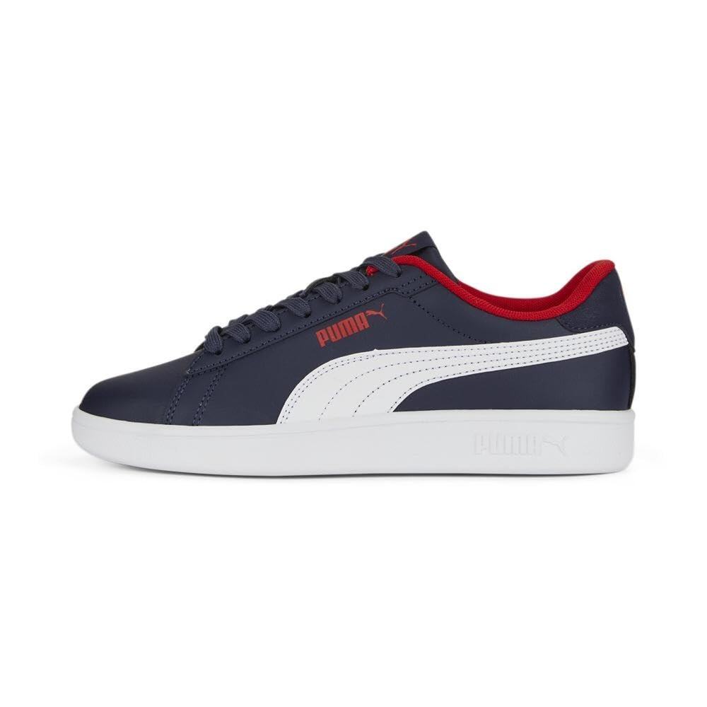 PUMA UNISEX-CHILD, SMASH 3.0 LEATHER, PUMA NAVY-PUMA WHITE-FOR ALL TIME RED,, 7